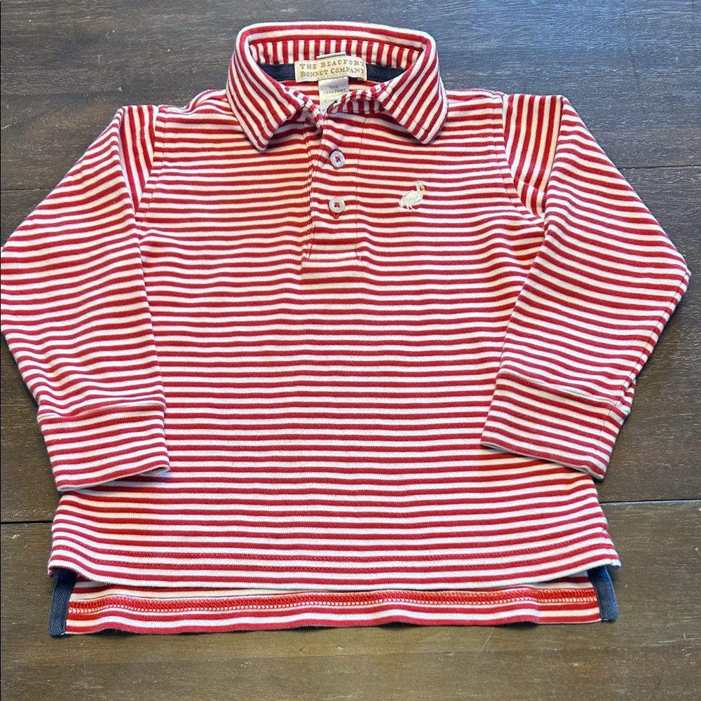 The Beaufort Bonnet Company Pima Cotton Red/White Stripe Prim and Proper Polo